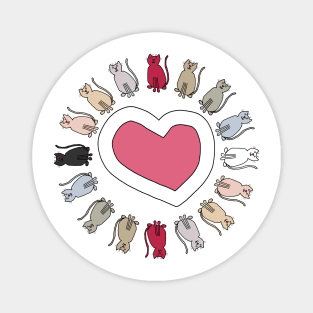 Cats Circle Heart Valentine Magnet